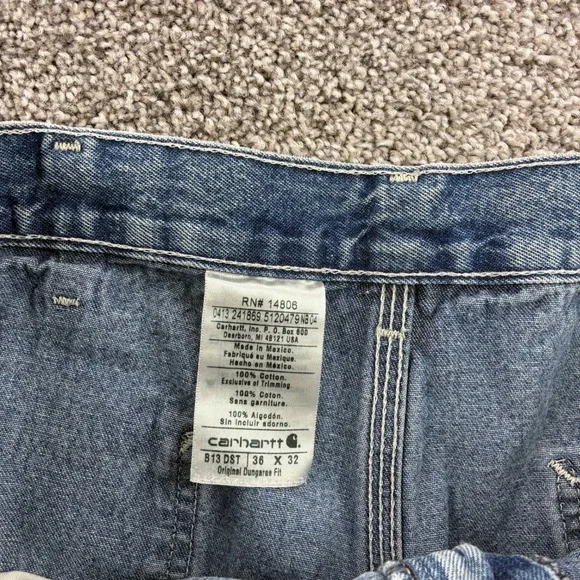 Vintage Carhartt Carpenter Jeans Mens 36x32 Light Wash Denim Distressed Straight - Picture 4 of 7